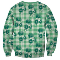 Green Palaka Hawaii Sweatshirt Hawaiian Lehua Blossoms