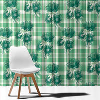 Green Palaka Hawaii Window Curtain Hawaiian Lehua Blossoms