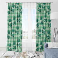 Green Palaka Hawaii Window Curtain Hawaiian Lehua Blossoms