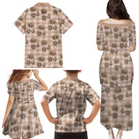 Brown Palaka Hawaii Family Matching Puletasi and Hawaiian Shirt Hawaiian Lehua Blossoms