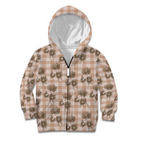 Brown Palaka Hawaii Kid Hoodie Hawaiian Lehua Blossoms