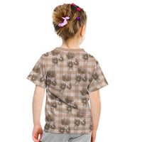 Brown Palaka Hawaii Kid T Shirt Hawaiian Lehua Blossoms LT05 - Polynesian Pride