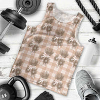 Brown Palaka Hawaii Men Tank Top Hawaiian Lehua Blossoms LT05 - Polynesian Pride