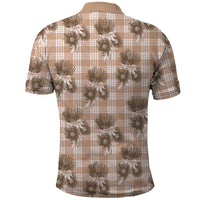 Brown Palaka Hawaii Polo Shirt Hawaiian Lehua Blossoms LT05 - Polynesian Pride