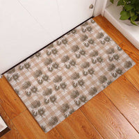 Brown Palaka Hawaii Rubber Doormat Hawaiian Lehua Blossoms