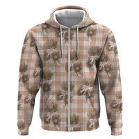 Brown Palaka Hawaii Zip Hoodie Hawaiian Lehua Blossoms LT05 Zip Hoodie Brown - Polynesian Pride
