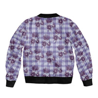 Purple Palaka Hawaii Bomber Jacket Hawaiian Lehua Blossoms