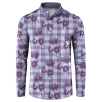 Purple Palaka Hawaii Button Sweatshirt Hawaiian Lehua Blossoms