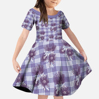 Purple Palaka Hawaii Family Matching Mermaid Dress and Hawaiian Shirt Hawaiian Lehua Blossoms