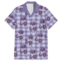 Purple Palaka Hawaii Family Matching Summer Maxi Dress and Hawaiian Shirt Hawaiian Lehua Blossoms
