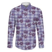 Purple Palaka Hawaii Family Matching Summer Maxi Dress and Hawaiian Shirt Hawaiian Lehua Blossoms