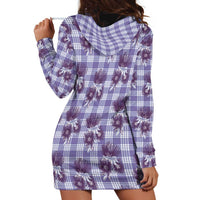 Purple Palaka Hawaii Hoodie Dress Hawaiian Lehua Blossoms