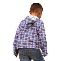Purple Palaka Hawaii Kid Hoodie Hawaiian Lehua Blossoms