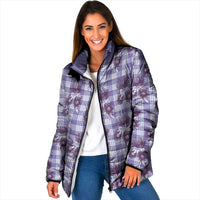Purple Palaka Hawaii Padded Jacket Hawaiian Lehua Blossoms LT05 Women Purple - Polynesian Pride