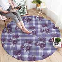 Purple Palaka Hawaii Round Carpet Hawaiian Lehua Blossoms LT05 - Polynesian Pride