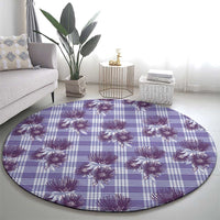 Purple Palaka Hawaii Round Carpet Hawaiian Lehua Blossoms LT05 - Polynesian Pride