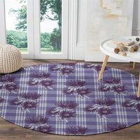 Purple Palaka Hawaii Round Carpet Hawaiian Lehua Blossoms LT05 - Polynesian Pride