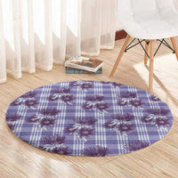 Purple Palaka Hawaii Round Carpet Hawaiian Lehua Blossoms LT05 - Polynesian Pride