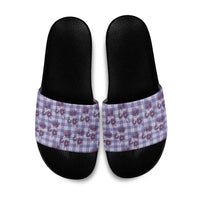 Purple Palaka Hawaii Slide Sandals Hawaiian Lehua Blossoms LT05 Purple - Polynesian Pride