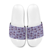 Purple Palaka Hawaii Slide Sandals Hawaiian Lehua Blossoms LT05 Purple - Polynesian Pride