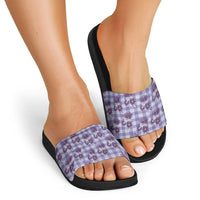 Purple Palaka Hawaii Slide Sandals Hawaiian Lehua Blossoms LT05 - Polynesian Pride