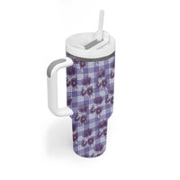 Purple Palaka Hawaii Tumbler With Handle Hawaiian Lehua Blossoms LT05 - Polynesian Pride