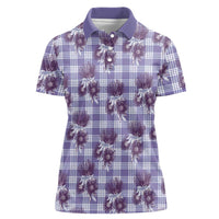Purple Palaka Hawaii Women Polo Shirt Hawaiian Lehua Blossoms LT05 Female Purple - Polynesian Pride