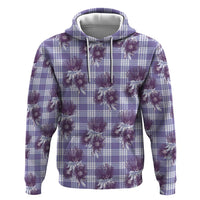 Purple Palaka Hawaii Zip Hoodie Hawaiian Lehua Blossoms