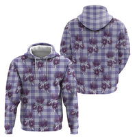 Purple Palaka Hawaii Zip Hoodie Hawaiian Lehua Blossoms