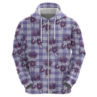 Purple Palaka Hawaii Zip Hoodie Hawaiian Lehua Blossoms