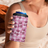 Pink Palaka Hawaii 4 in 1 Can Cooler Tumbler Hawaiian Lehua Blossoms LT05 - Polynesian Pride
