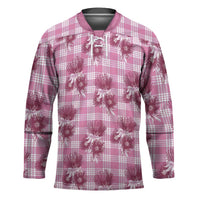 Pink Palaka Hawaii Hockey Jersey Hawaiian Lehua Blossoms