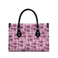 Pink Palaka Hawaii Leather Bag Hawaiian Lehua Blossoms