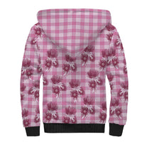 Pink Palaka Hawaii Sherpa Hoodie Hawaiian Lehua Blossoms