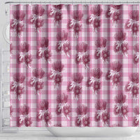 Pink Palaka Hawaii Shower Curtain Hawaiian Lehua Blossoms