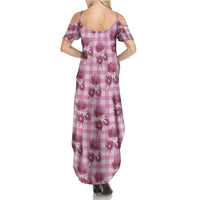 Pink Palaka Hawaii Summer Maxi Dress Hawaiian Lehua Blossoms LT05 - Polynesian Pride