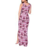 Pink Palaka Hawaii Tank Maxi Dress Hawaiian Lehua Blossoms