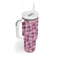 Pink Palaka Hawaii Tumbler With Handle Hawaiian Lehua Blossoms LT05 - Polynesian Pride