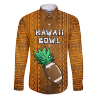 Custom Hawaii Honolulu Football Bowl Family Matching Summer Maxi Dress and Hawaiian Shirt Simple Style LT05 Dad's Shirt - Long Sleeve Brown - Polynesian Pride
