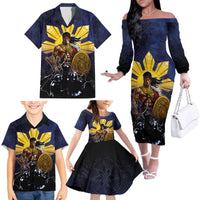 Philippines The First Hero Family Matching Off The Shoulder Long Sleeve Dress and Hawaiian Shirt Lapu Lapu Know Your Roots