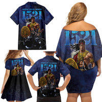 Philippines The First Hero Family Matching Off Shoulder Short Dress and Hawaiian Shirt Lapu Lapu Know Your Roots