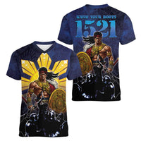 Philippines The First Hero Women V-Neck T-Shirt Lapu Lapu Know Your Roots LT05 - Polynesian Pride