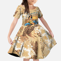 Aloha Hawaii Biker Family Matching Mermaid Dress and Hawaiian Shirt Ride To Paradise LT05 Daughter's Dress Beige - Polynesian Pride