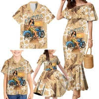 Aloha Hawaii Biker Family Matching Mermaid Dress and Hawaiian Shirt Ride To Paradise LT05 - Polynesian Pride