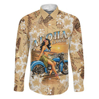 Aloha Hawaii Biker Family Matching Mermaid Dress and Hawaiian Shirt Ride To Paradise LT05 Dad's Shirt - Long Sleeve Beige - Polynesian Pride