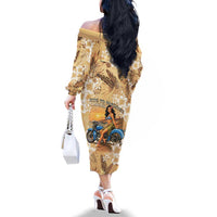 Aloha Hawaii Biker Family Matching Off The Shoulder Long Sleeve Dress and Hawaiian Shirt Ride To Paradise
