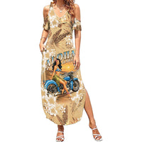 Aloha Hawaii Biker Family Matching Summer Maxi Dress and Hawaiian Shirt Ride To Paradise