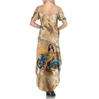 Aloha Hawaii Biker Family Matching Summer Maxi Dress and Hawaiian Shirt Ride To Paradise