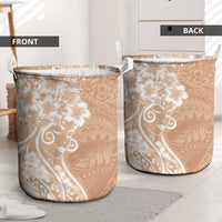 Polynesian Women's Day Laundry Basket Brown Hibiscus Flowers With Polynesian Pattern LT05 - Polynesian Pride
