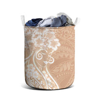 Polynesian Women's Day Laundry Basket Brown Hibiscus Flowers With Polynesian Pattern LT05 - Polynesian Pride